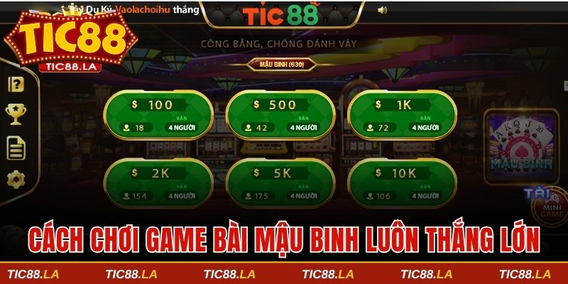 Cách chơi game bài Mậu binh luôn thắng lớn