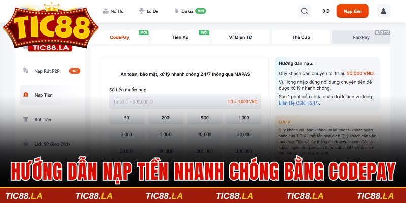 Hướng dẫn nạp tiền nhanh chóng bằng CodePay