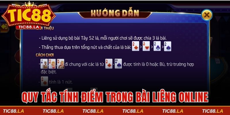 Quy tắc tính điểm đơn giản trong cách chơi bài liêng online