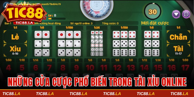 Tổng hợp những cửa cược phổ biến trong tài xỉu online