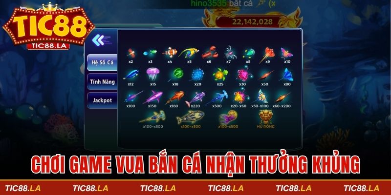 Chơi game vua bắn cá nhận thưởng khủng giá trị cao