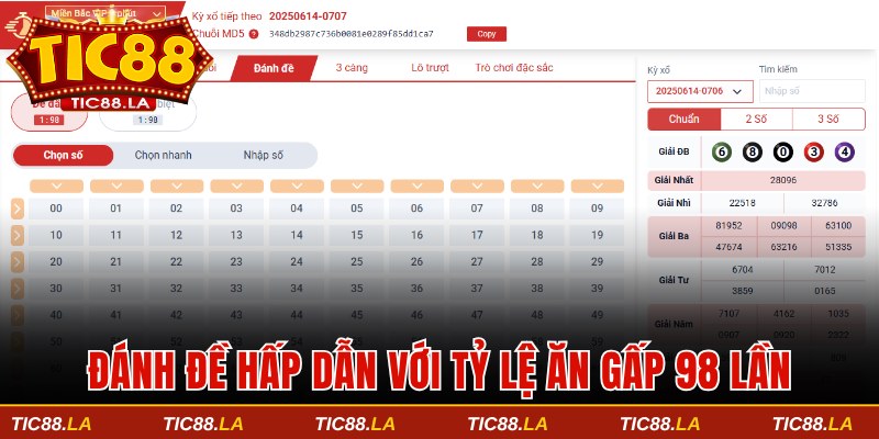 Hình thức đánh đề hấp dẫn với tỷ lệ ăn gấp 98 lần